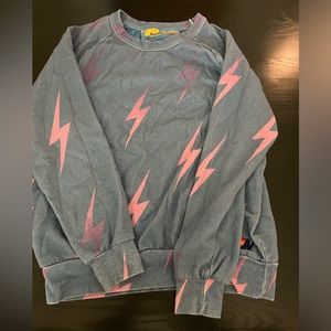 Aviator Nation lightening bolt crewneck-blue, pink, purple